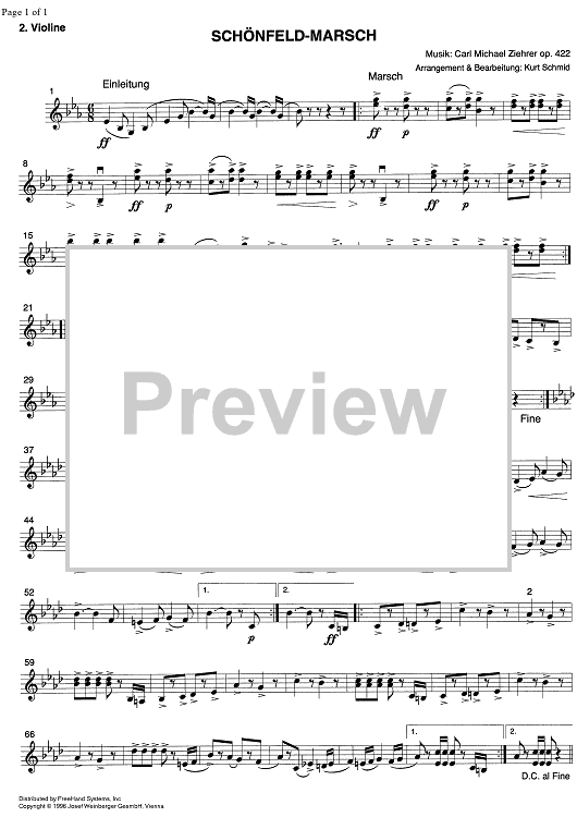 Schönfeld Marsch Op.422 - Violin 2