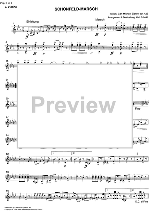Schönfeld Marsch Op.422 - Violin 2