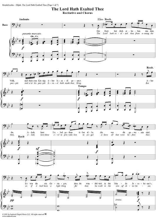 The Lord Hath Exalted Thee - No. 23 from "Elijah", part 2