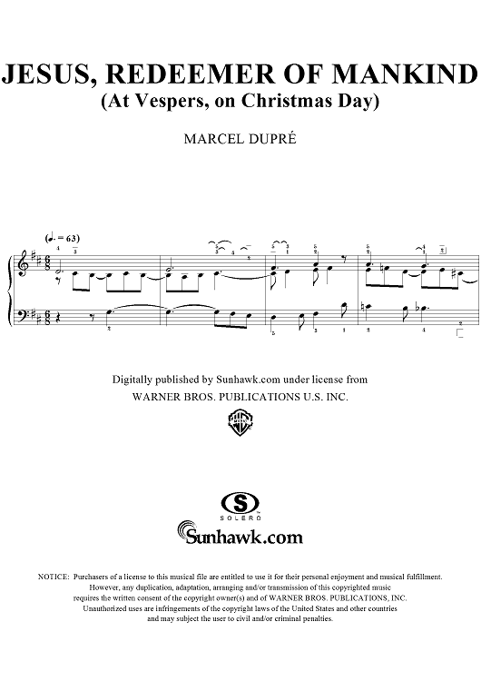 Jesus, Redeemer of Mankind, from Sixteen Chorales "Le Tombeau de Titelouze", Op. 38, No. 2