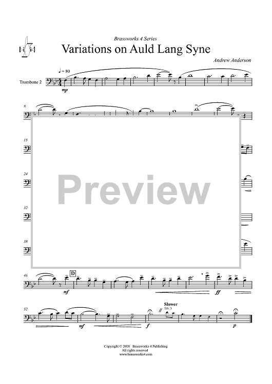Variations on Auld Lang Syne - Trombone 2