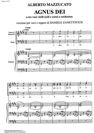 Agnus Dei E Major - Full Score