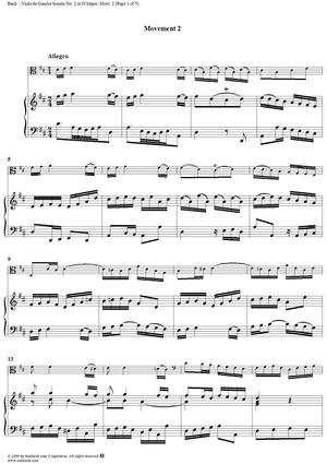 Sonata No. 2 in D Major, Movement 2 - Piano Score