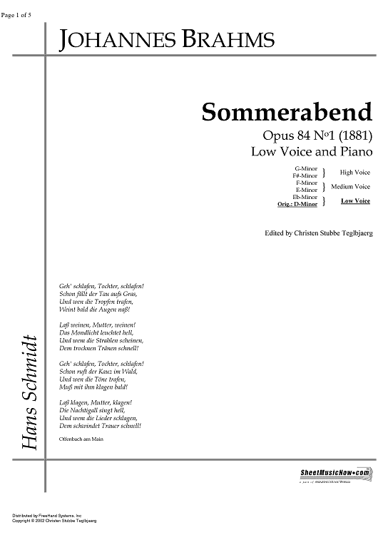 Sommerabend Op.84 No. 1