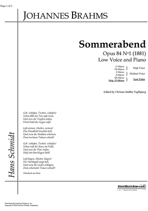 Sommerabend Op.84 No. 1