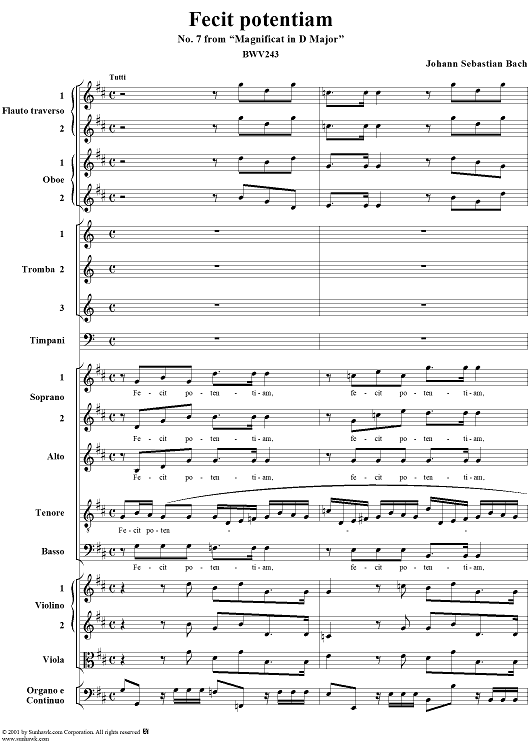 Fecit potentiam (Chorus), No. 7 from "Magnificat in D Major" - Full Score