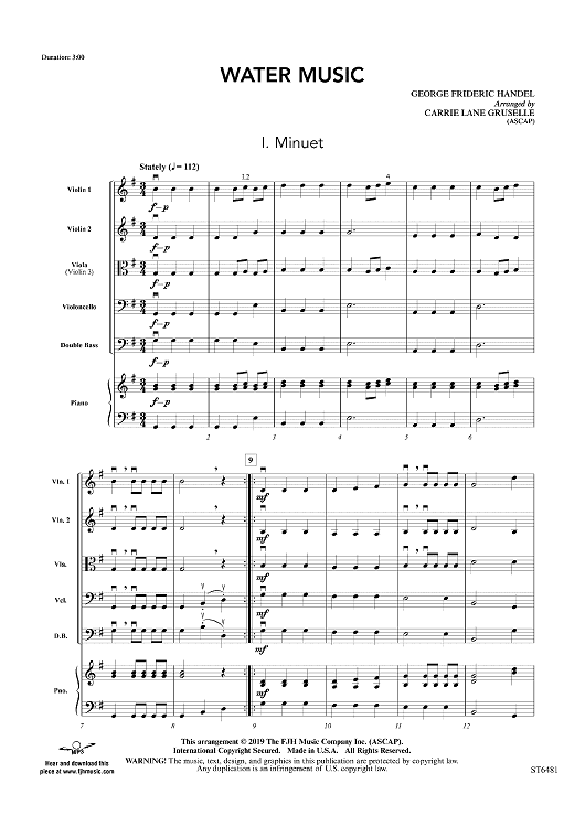 Water Music (Minuet and Bourrée) - Score