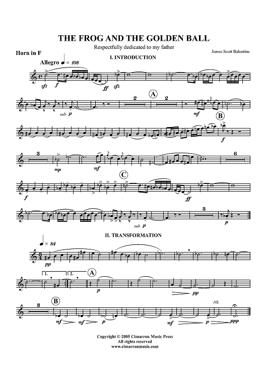 The Frog and the Golden Ball - Horn in F