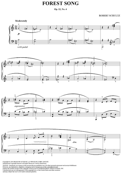 Forest Song" Sheet Music for Piano Solo - Sheet Music Now