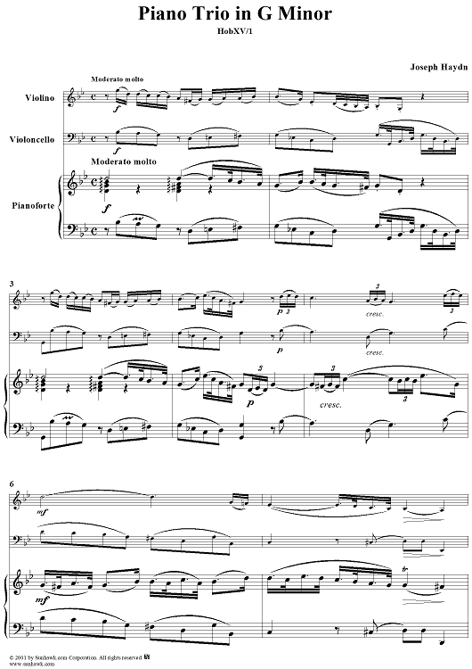 Piano Trio in G Minor, HobXV/1 - Piano Score