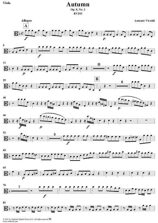 The Four Seasons, No. 3: Autumn - Viola