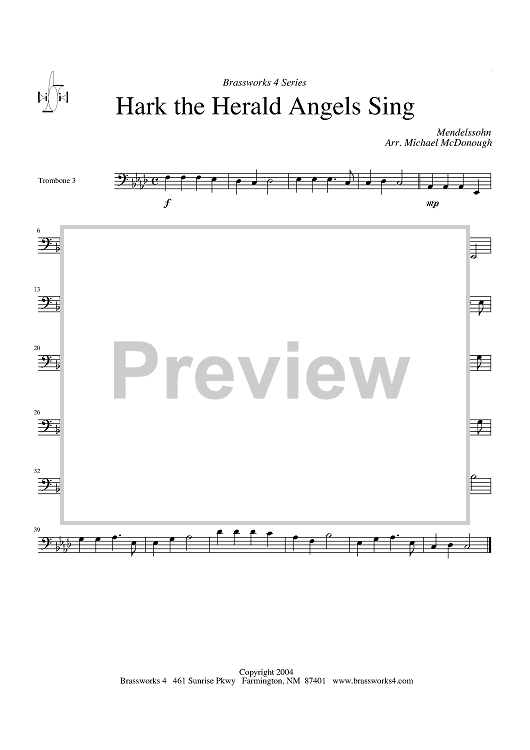 Hark the Herald Angels Sing - Trombone 3