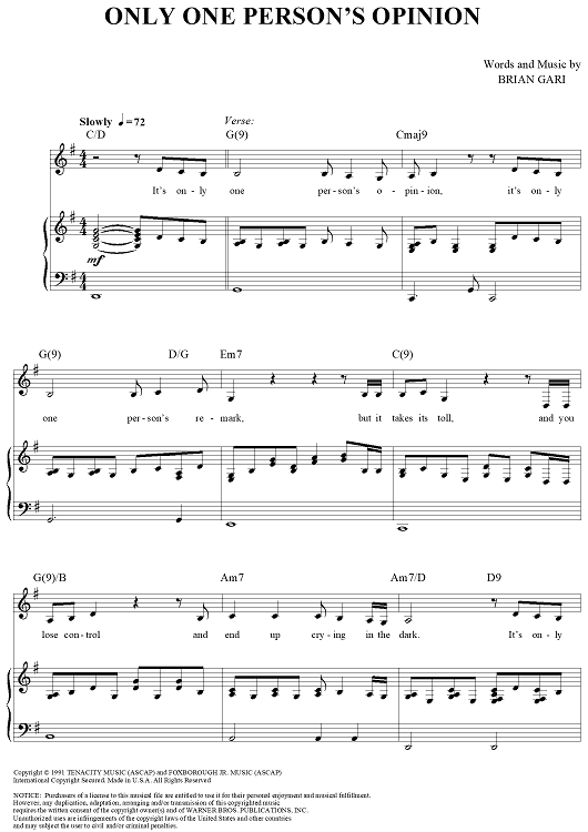 Only One Person's Opinion