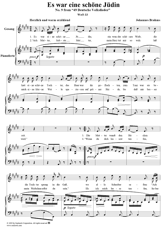 Es war eine schöne Jüdin - No. 9 from "49 Deutsche Volkslieder"  WoO 33