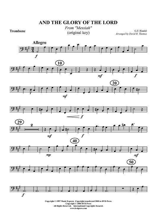 And the Glory of the Lord - Trombone