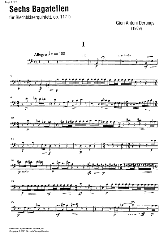 6 Bagatellen Op.117b - Trombone