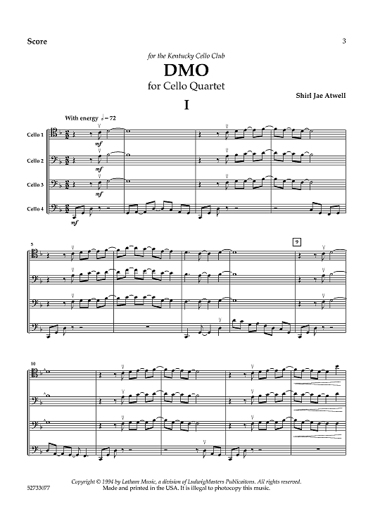 DMO: A Jazz Cello Quartet - Score
