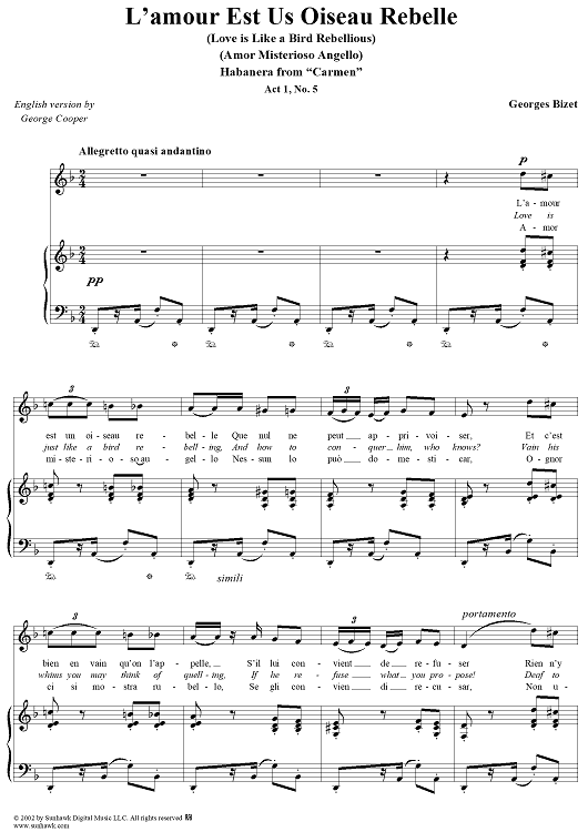 L'amour Est Us Oiseau Rebelle  - Habañera from "Carmen"
