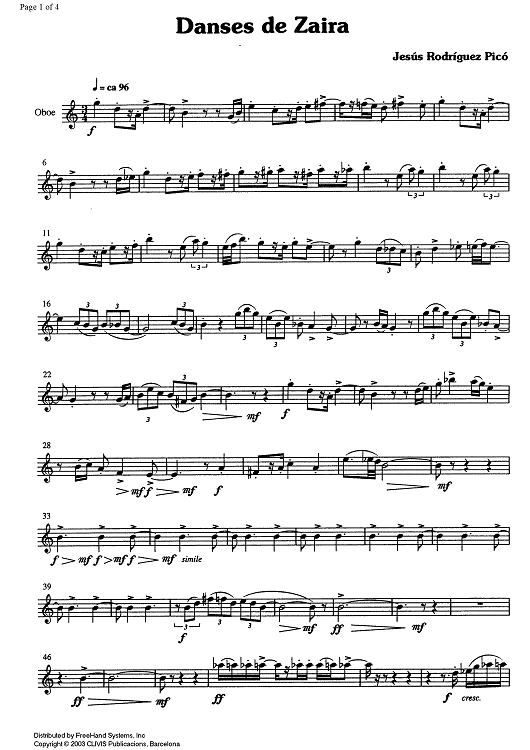 Danses de Zaira - Oboe