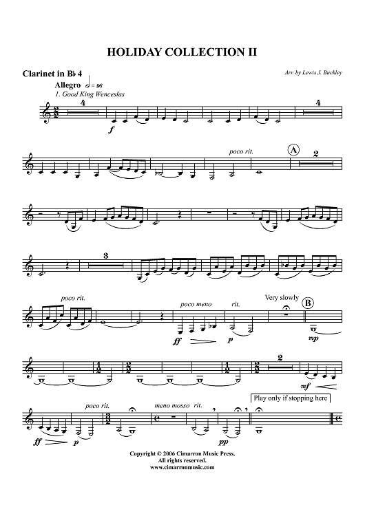 Holiday Collection II - Clarinet 4 in B-flat