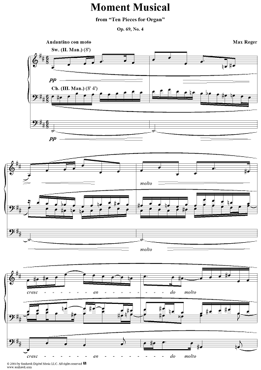 Moment musical, No. 4 from "Ten Pieces for Organ", Op. 69
