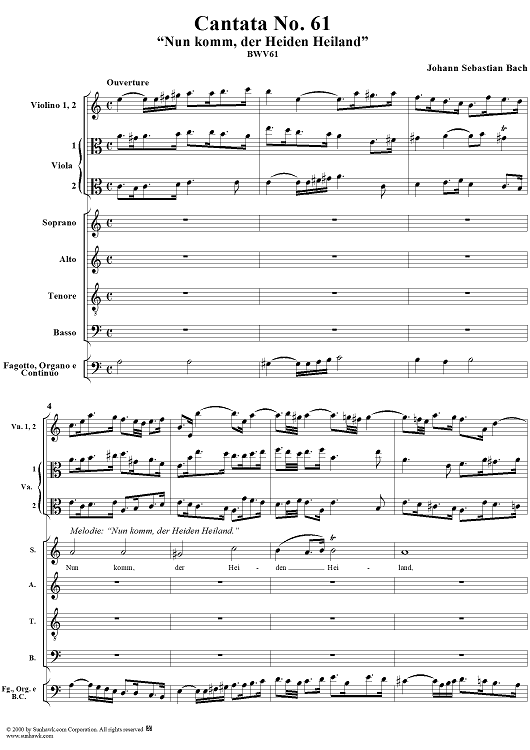 Cantata No. 61: "Nun komm, der Heiden Heiland," BWV61