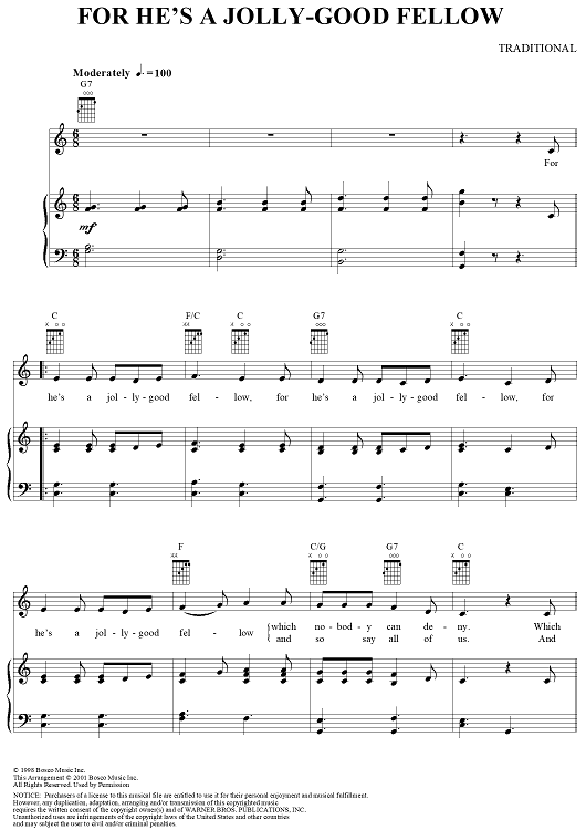 For He's a Jolly-Good Fellow