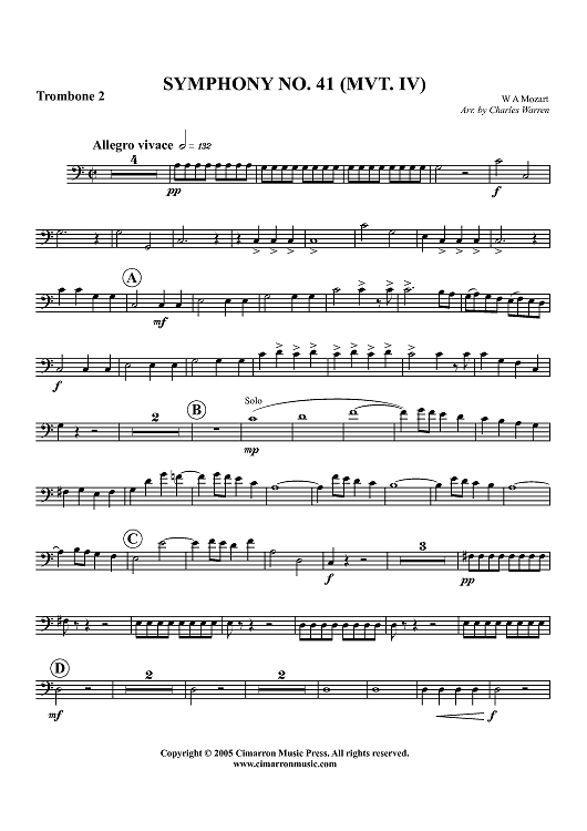 Symphony No. 41, Mvt. IV - Trombone 2