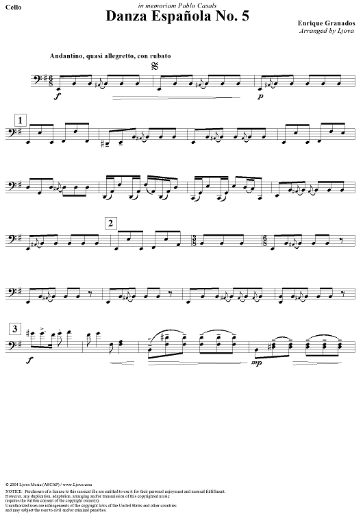 Danza Española No. 5 - Cello