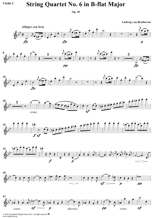 String Quartet No. 6 in B-flat Major, Op. 18, No. 6 - Violin 1