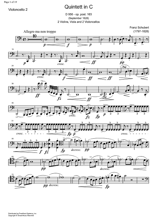 String Quintet C Major D956 - Cello 2
