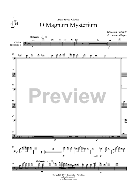 O Magnum Mysterium - Choir 1, Trombone 1