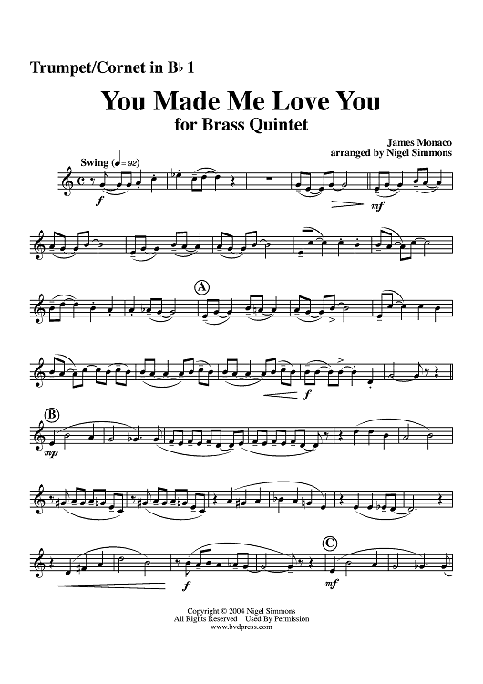 You Made Me Love You - Trumpet 1
