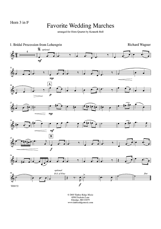 Favorite Wedding Marches - Horn 3 in F