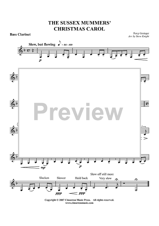 The Sussex Mummers' Christmas Carol - Bass Clarinet
