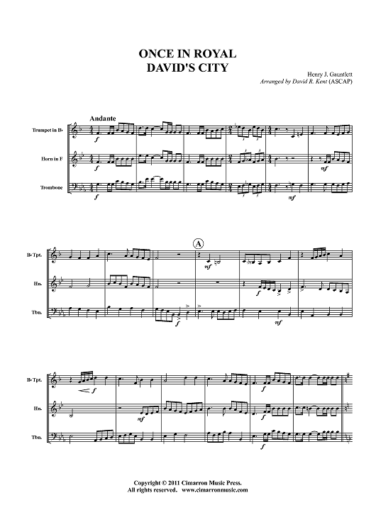 Once in Royal David's City - Score