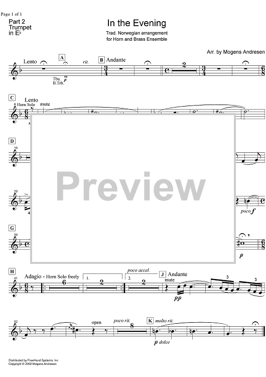 In the Evening - Trumpet in E-flat