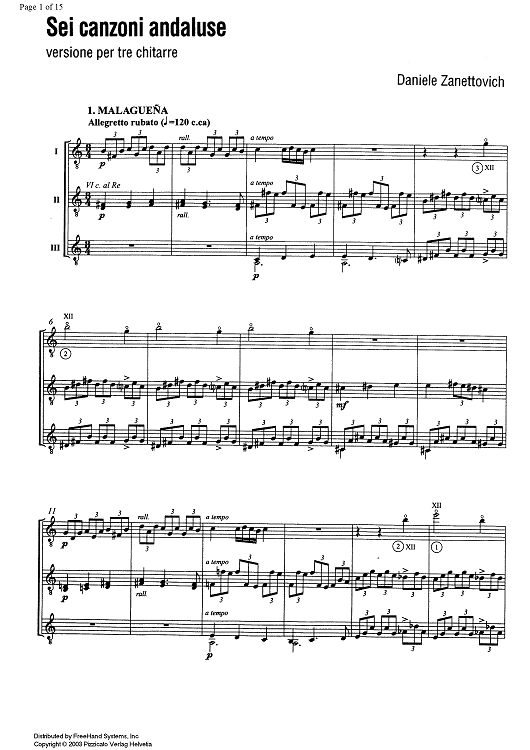 6 canzoni andaluse (6 andalusian songs) - Score