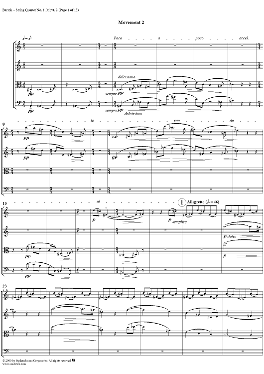 String Quartet No. 1, Movement 2 - Score