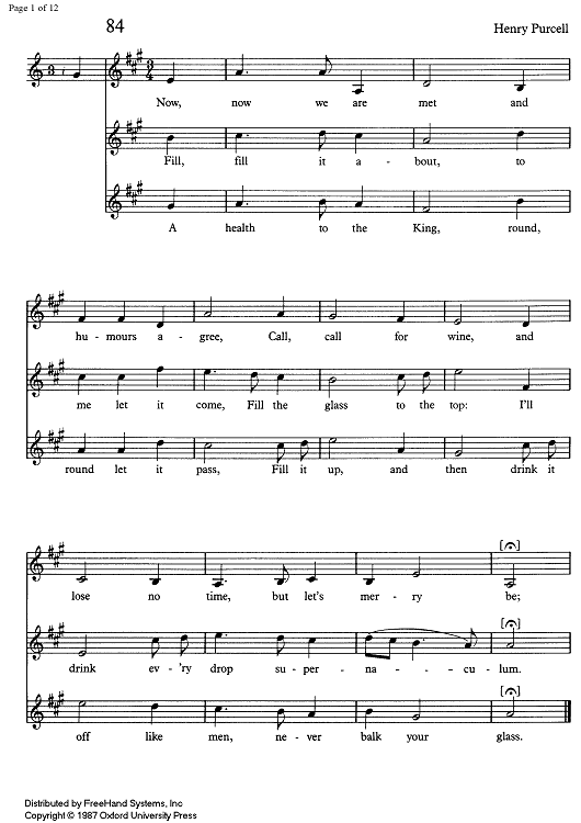 Catches No. 84 - 95 from The Catch Book (Oxford) - Score