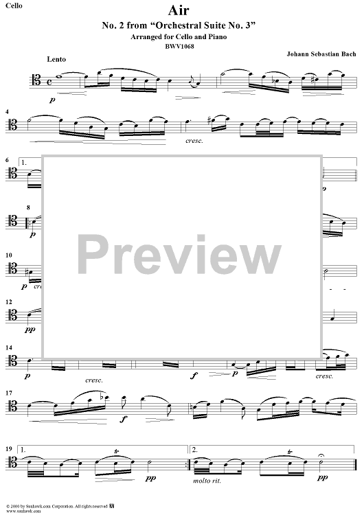 Celebrated Air - Cello