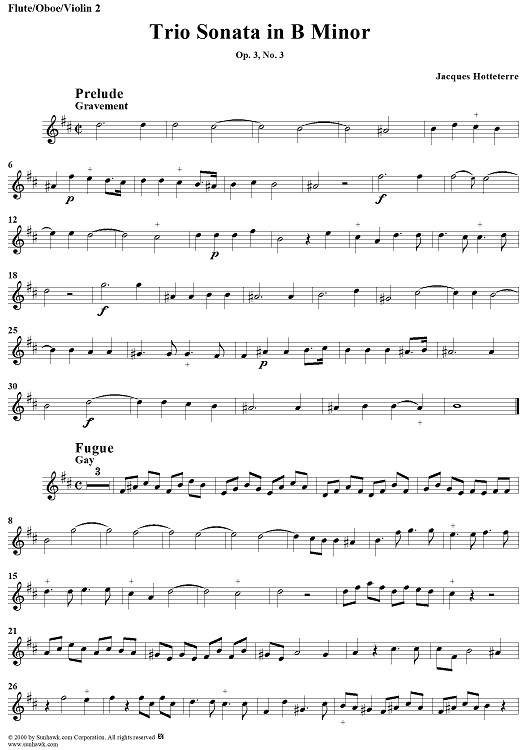 Trio Sonata in B Minor, Op. 3 No. 3 - Flute/Oboe/Violin 2