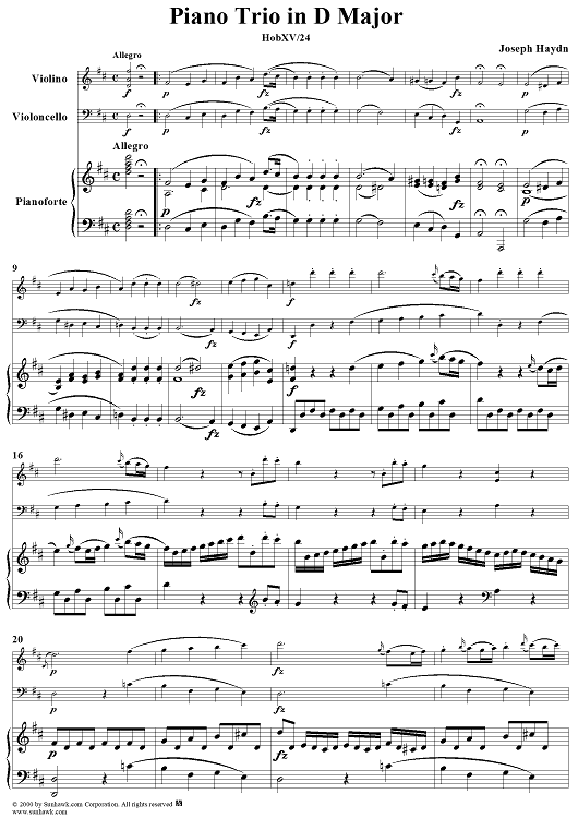 Piano Trio in D Major (HobXV/24) - Piano