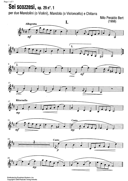 Sei scozzesi Op.29 No. 1 - Mandolin 2/Violin 2