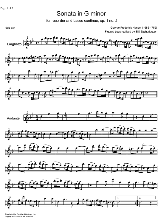 Sonata g minor Op. 1 No. 2 HWV 360 - Recorder