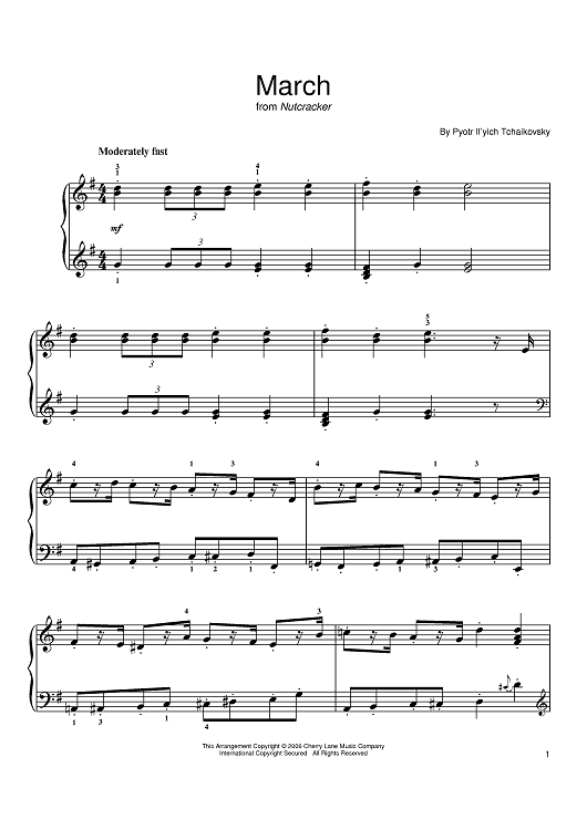 The Nutcracker. March" Sheet Music for Easy Piano Sheet Music Now