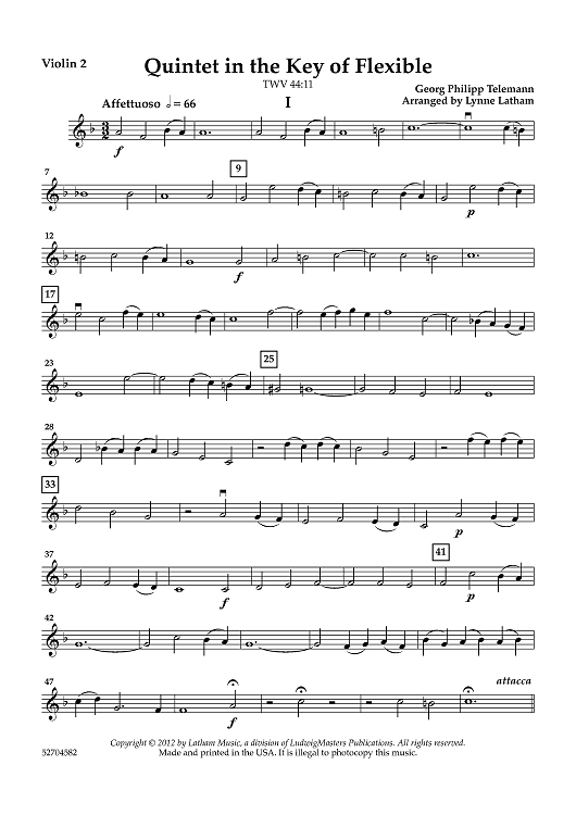Quintet in the Key of Flexible (TWV 44:11) - Violin 2