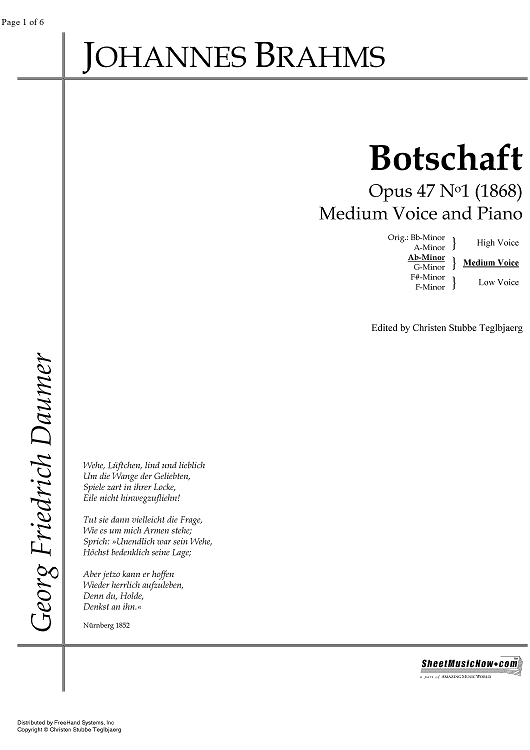 Botschaft Op.47 No. 1