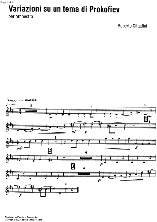 Variazioni su un tema di Prokofiev - B-flat Clarinet 2