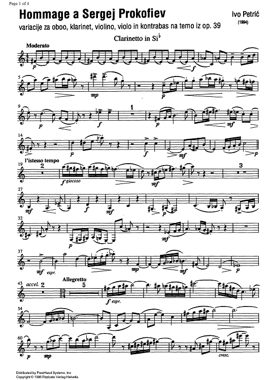 Hommage a Sergej Prokofiev Op.39 - Clarinet in B-flat